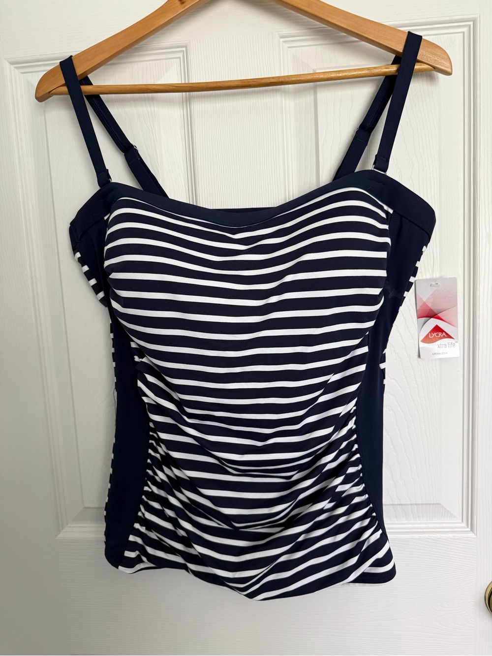 Lands End Striped Navy & White Tankini Top